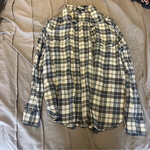 Chaps Navy and Light Blue Plaid Button Down Shirt